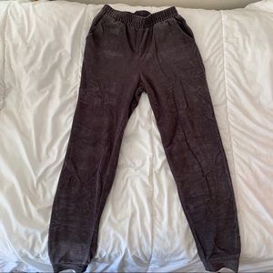 Burgundy Velvet Ribbed Joggers